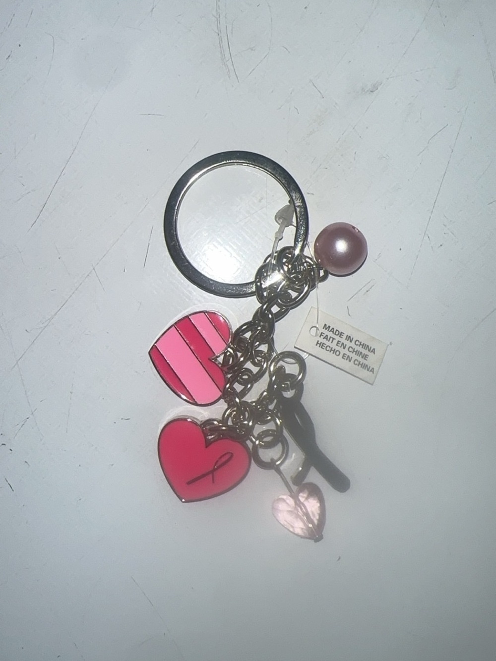 Breast cancer Pink Heart Keychain Charm - Women's Accessories